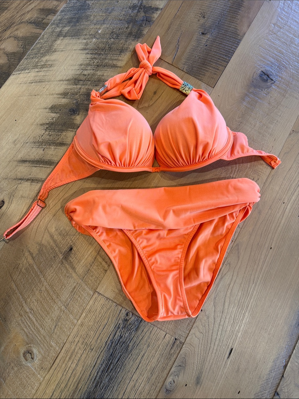 VENUS orange Halter Bikini Set size 8 bottom D cup beach vacation resort wear